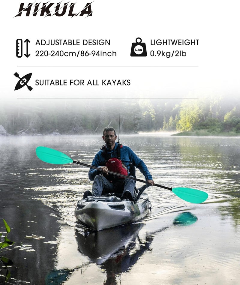 HIKULA Kayak Paddles Aluminum Shaft Paddle with Nylon Blades, Floating Adjustable Kayaking Oars, 3 Piece, 220-240cm/86-94 Inches,Black/Rose/Teal - Image 4